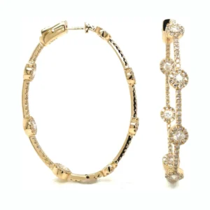 Diamond Station Hoop Earrings