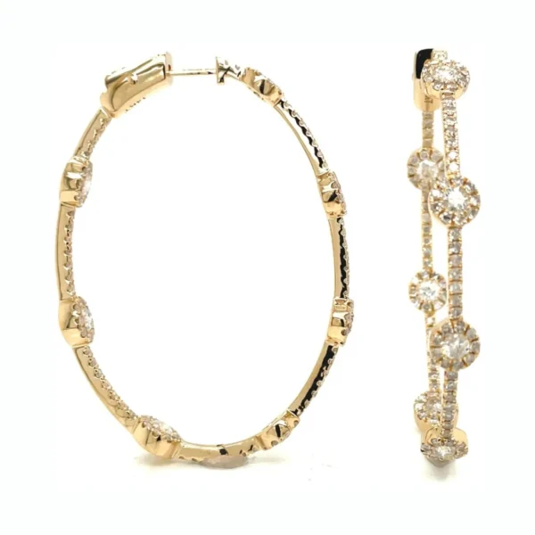 Diamond Station Hoop Earrings