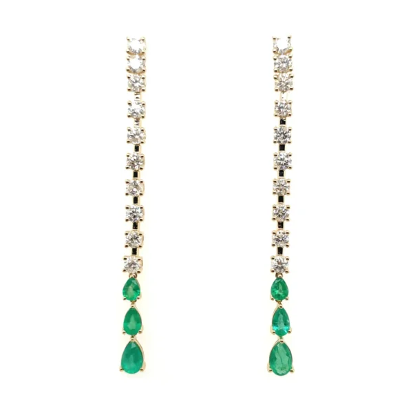 Emerald Diamond Drop Earrings