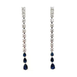 Diamond Sapphire Drop Earrings