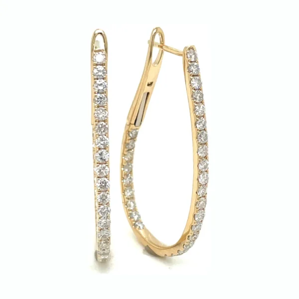 Diamond Oval Hoop Earrings