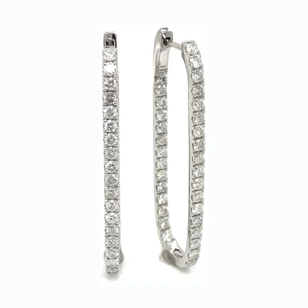 Oval Diamond Hoop Earrings