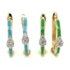 Enamel Diamond Hoop Earrings