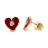 Enamel Heart Diamond Earrings