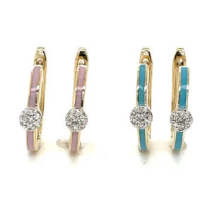 Enamel Diamond Hoop Earrings