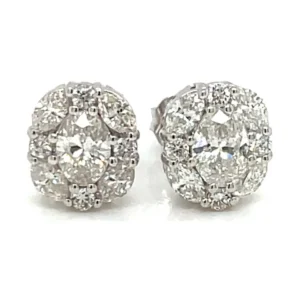 Oval Halo Diamond Earrings