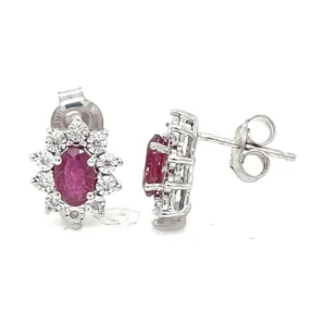 Oval Gemstone Halo Earrings