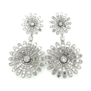 Floral Diamond Dangle Earrings