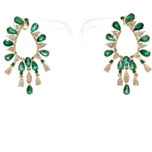 Emerald Diamond Hoop Earrings