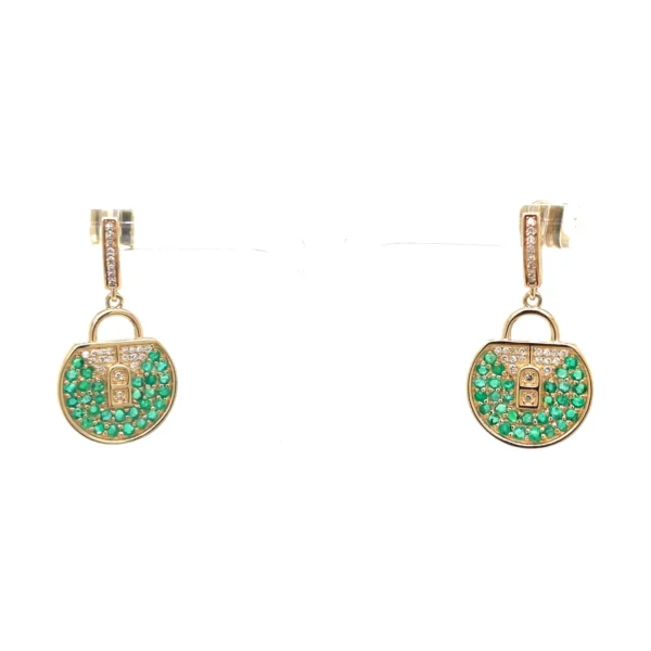 Emerald Padlock Drop Earrings
