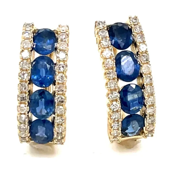 Sapphire Diamond Hoop Earrings