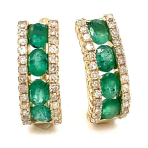 Emerald Diamond Hoop Earrings