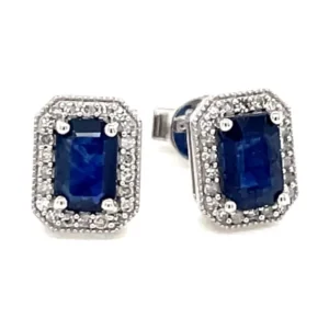 Emerald Cut Sapphire Earrings