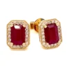 Emerald Cut Ruby Earrings