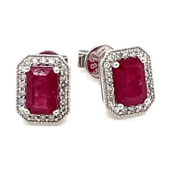 Emerald Cut Ruby Earrings