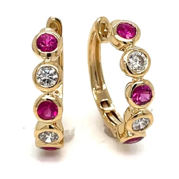 Bezel Gemstone Huggie Earrings