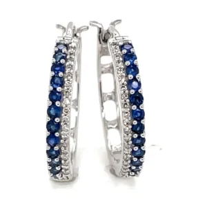 Sapphire Diamond Hoop Earrings