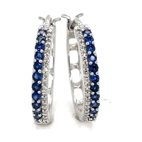 Sapphire Diamond Hoop Earrings