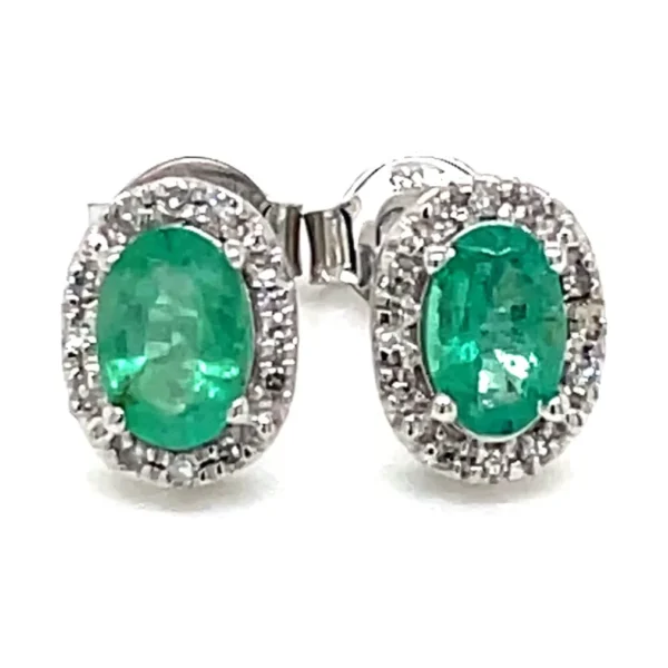 Oval Emerald Halo Earrings