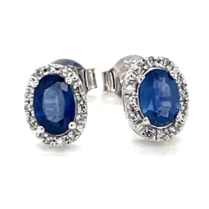 Oval Sapphire Halo Earrings
