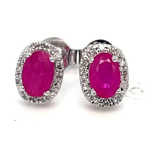 Oval Ruby Halo Earrings