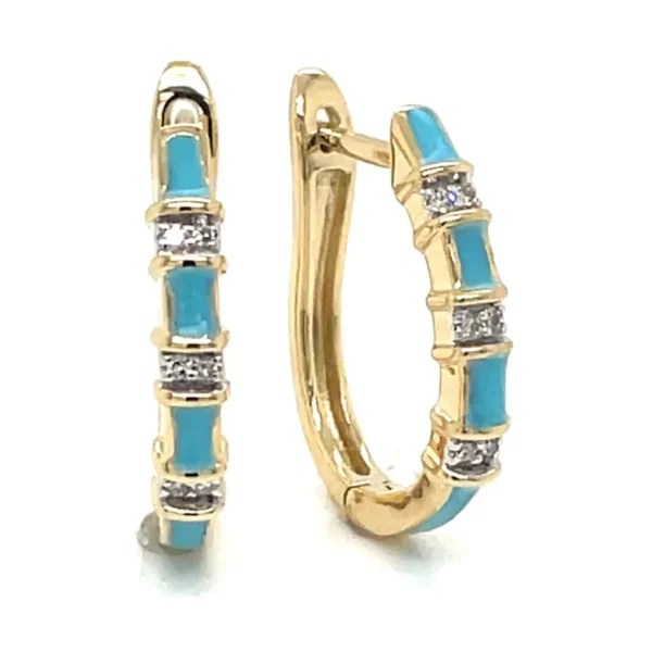 Turquoise Enamel Hoop Earrings