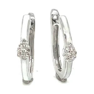 Enamel Diamond Huggie Earrings