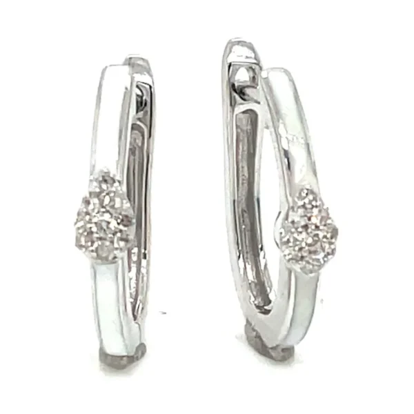 Enamel Diamond Huggie Earrings