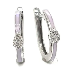 Pink Enamel Huggie Earrings