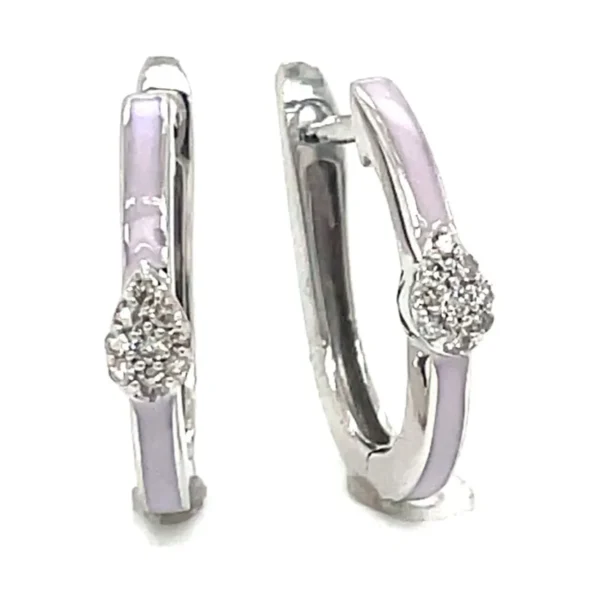 Pink Enamel Huggie Earrings