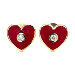 Red Enamel Heart Earrings