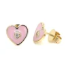 Pink Enamel Heart Earrings