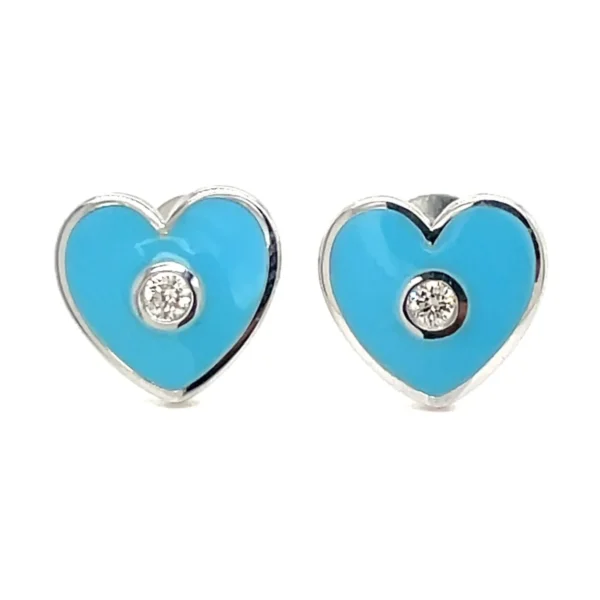 Enamel Heart Stud Earrings