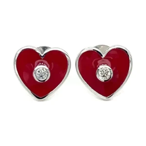 Red Heart Stud Earrings