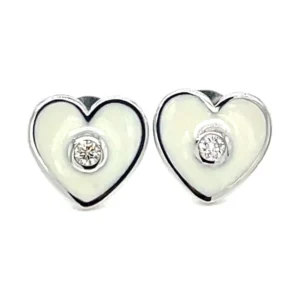 Enamel Heart Stud Earrings