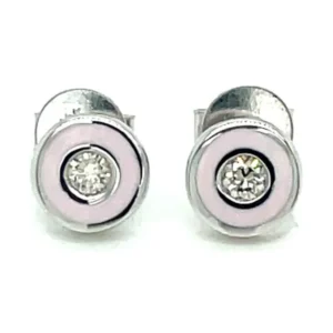 Pink Enamel Diamond Earrings