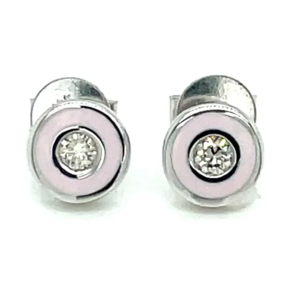 Pink Enamel Diamond Earrings
