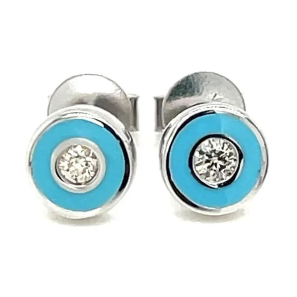Blue Enamel Diamond Earrings