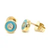 Blue Enamel Diamond Earrings