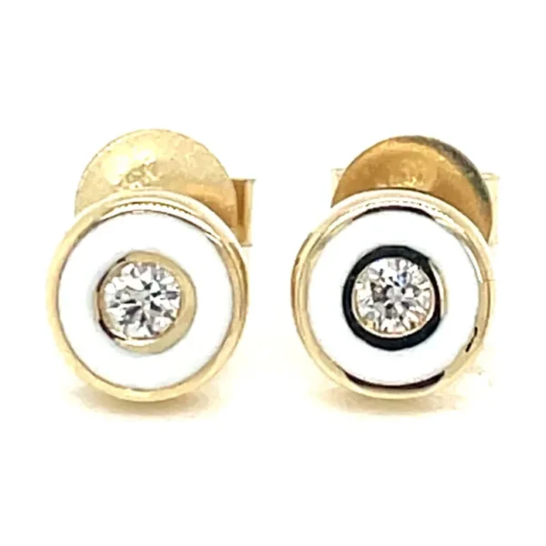 White Enamel Stud Earrings