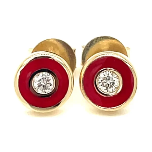Red Enamel Diamond Earrings
