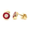 Red Enamel Diamond Earrings