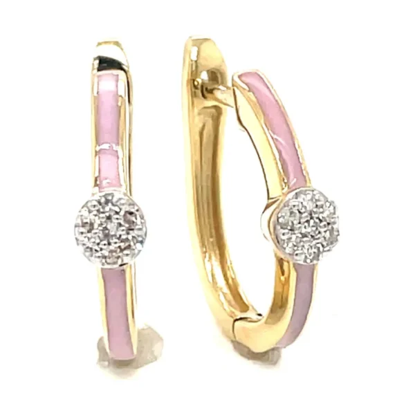 Pink Enamel Huggie Earrings