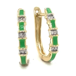 Green Enamel Hoop Earrings
