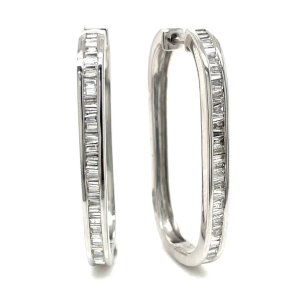 Baguette Diamond Hoop Earrings