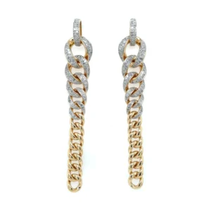 Diamond Curb Link Dangle Earrings
