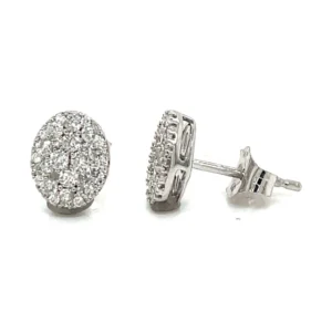 Oval Diamond Cluster Earrings