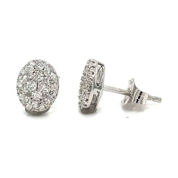 Oval Diamond Cluster Earrings