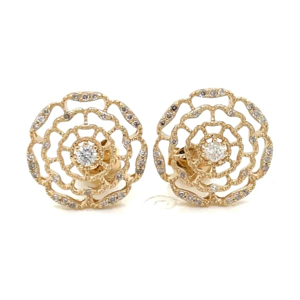 Floral Diamond Stud Earrings