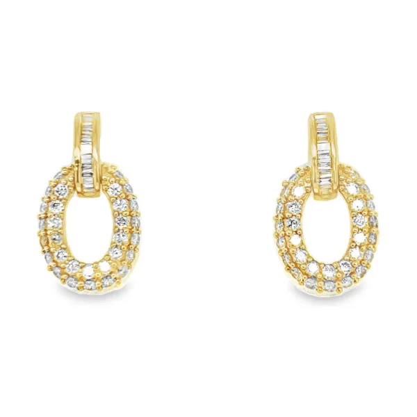 Oval Diamond Hoop Earrings
